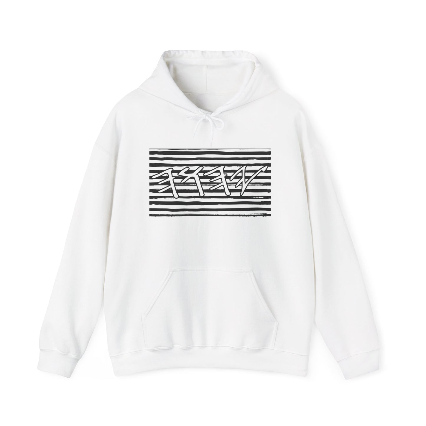 YAHUAH Hebrew Stripe Graphic Hooded Sweatshirt
